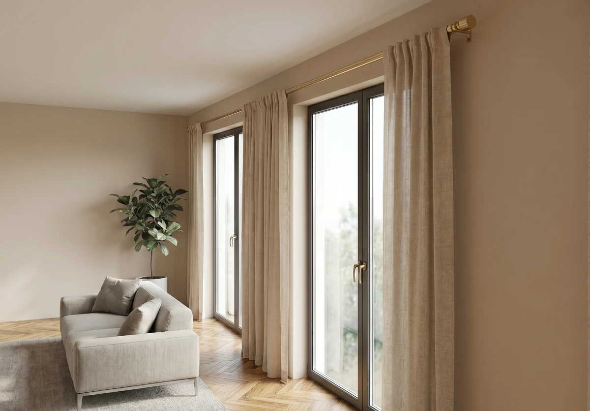 Riel automático para cortinas en vivienda moderna