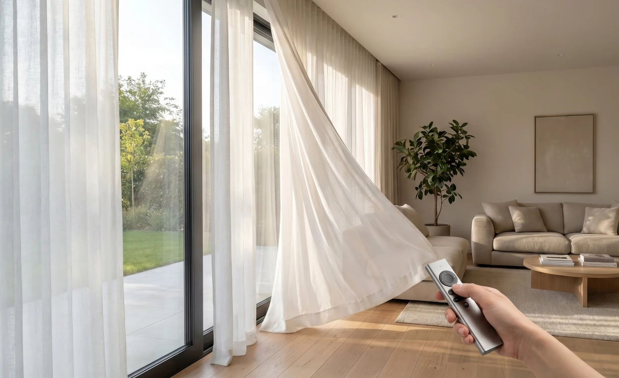 cortinas automáticas grandes ventanales instaladas en Málaga - Marbella