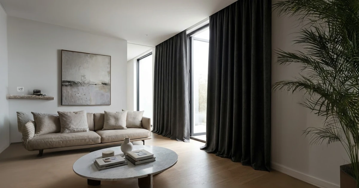 Cortinas térmicas a medida para ventanal grande en Málaga