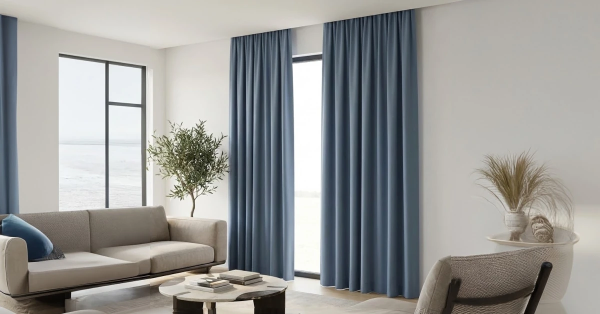 Cortinas acústicas a medida en Málaga para salón moderno