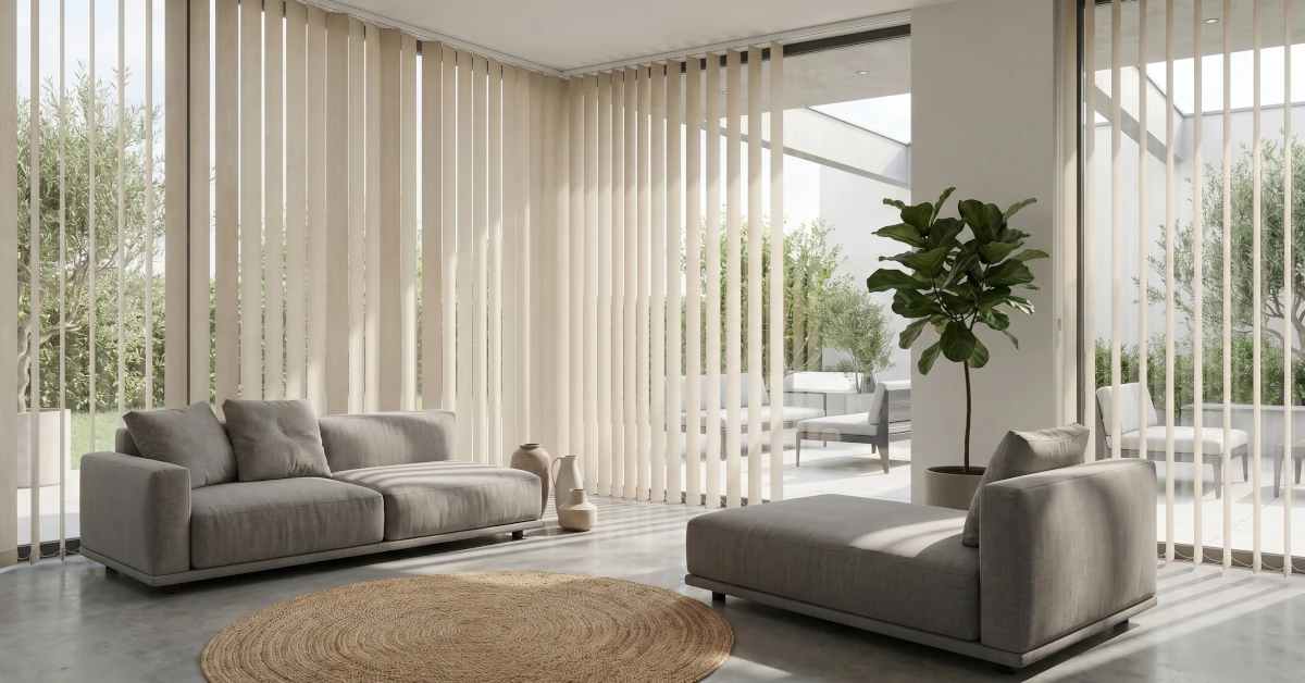 Vertical Blinds Marbella Modern Office Vertical blinds installed in a modern office in Marbella