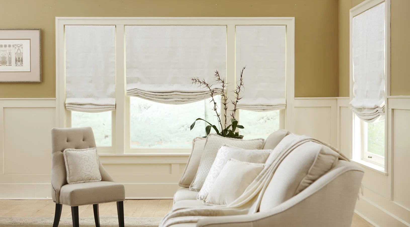 bespoke Roman blinds Mediterranean interior