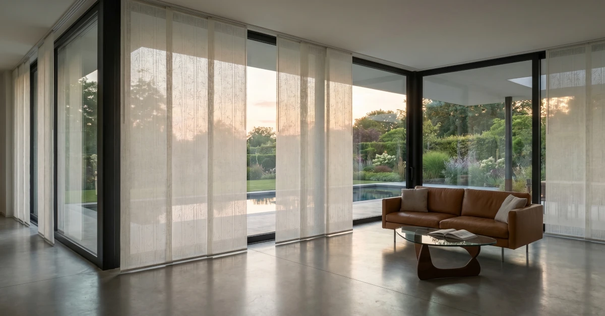 Japanese Panel Blinds Málaga Large Windows Japanese panel blinds for large windows in a Málaga home