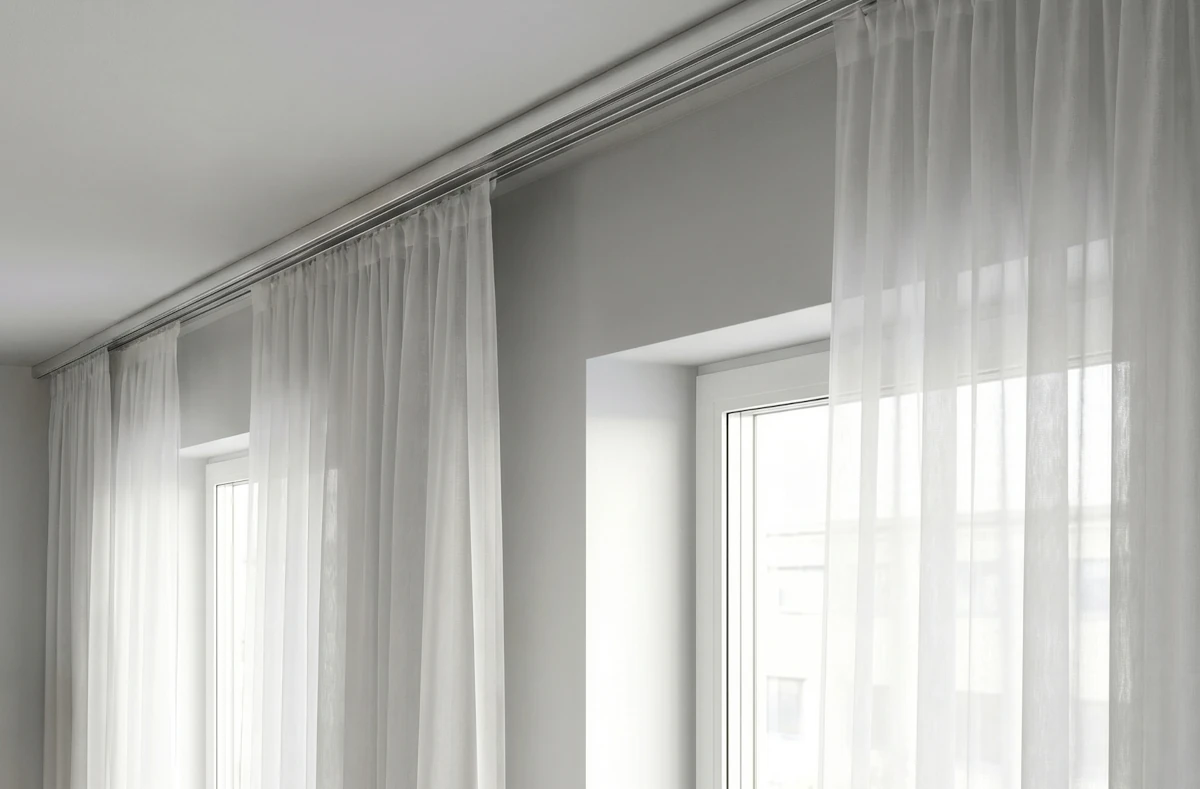 riel de techo color acero plata para cortinas a medida Málaga