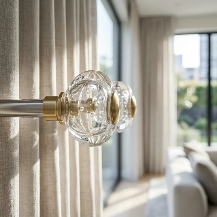 terminales de cristal para barra de cortina de acero Costa del Sol en Marbella